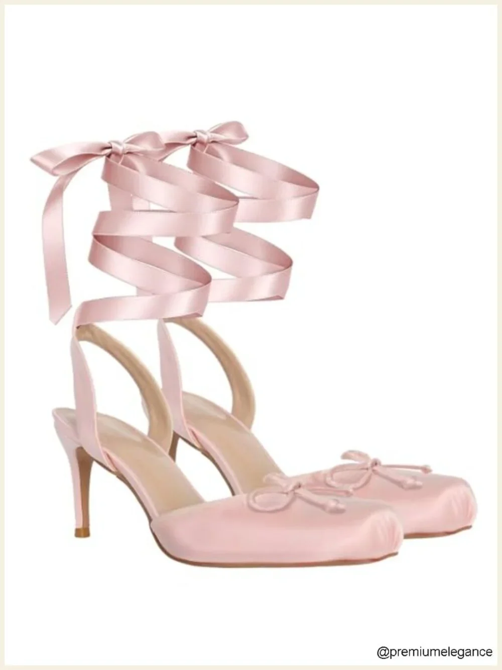 Satin Ballet Heels, Lace Up Square Toe Stiletto Pumps with Bow